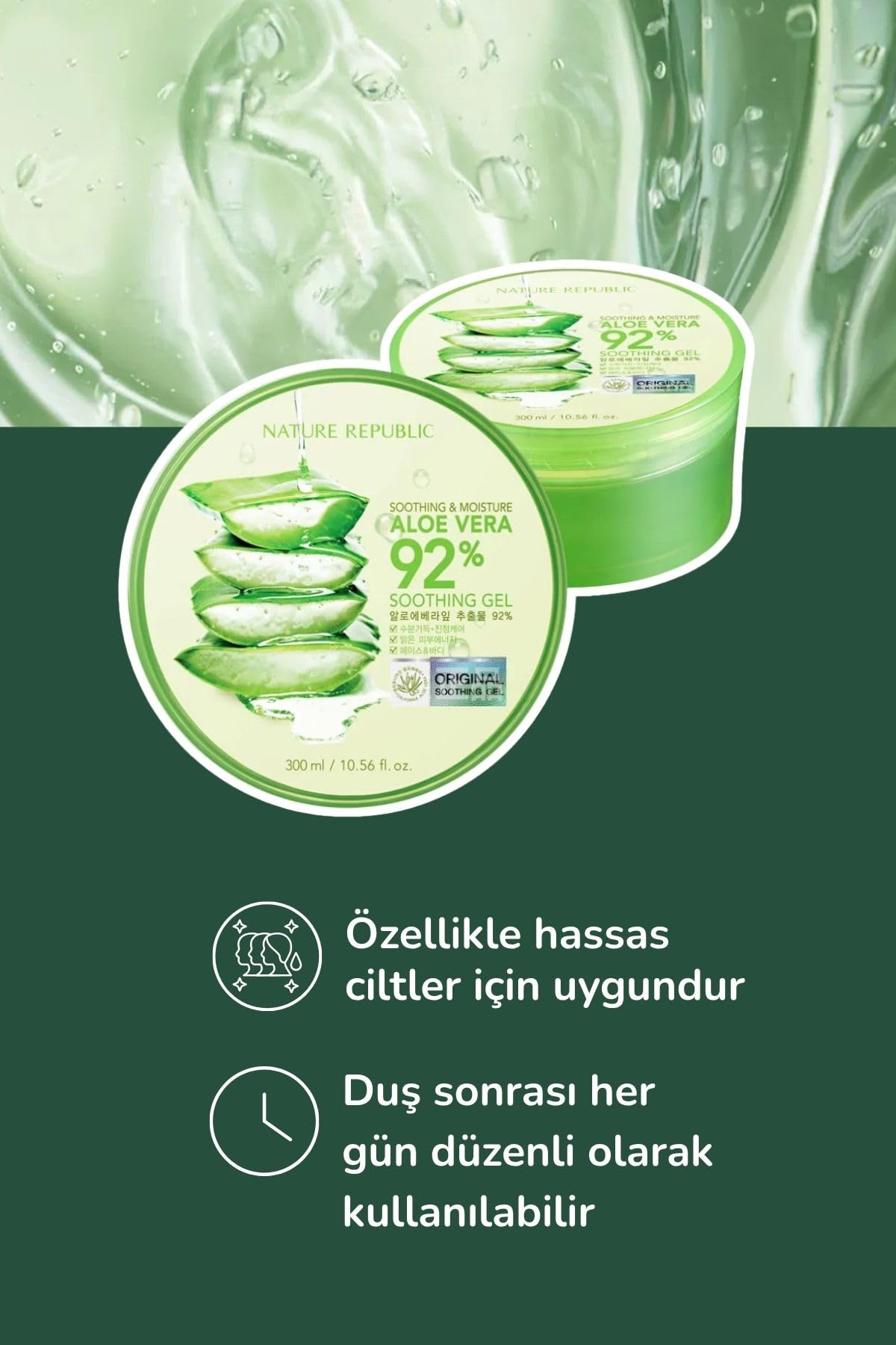 Nature Republic jar styled on bathroom shelf conveying everyday routine convenience benefit
