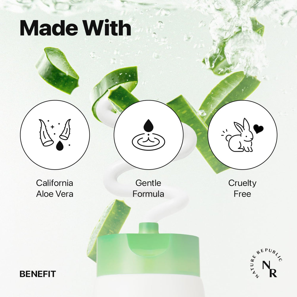 Nature Republic hand applying foam to face showing soft application