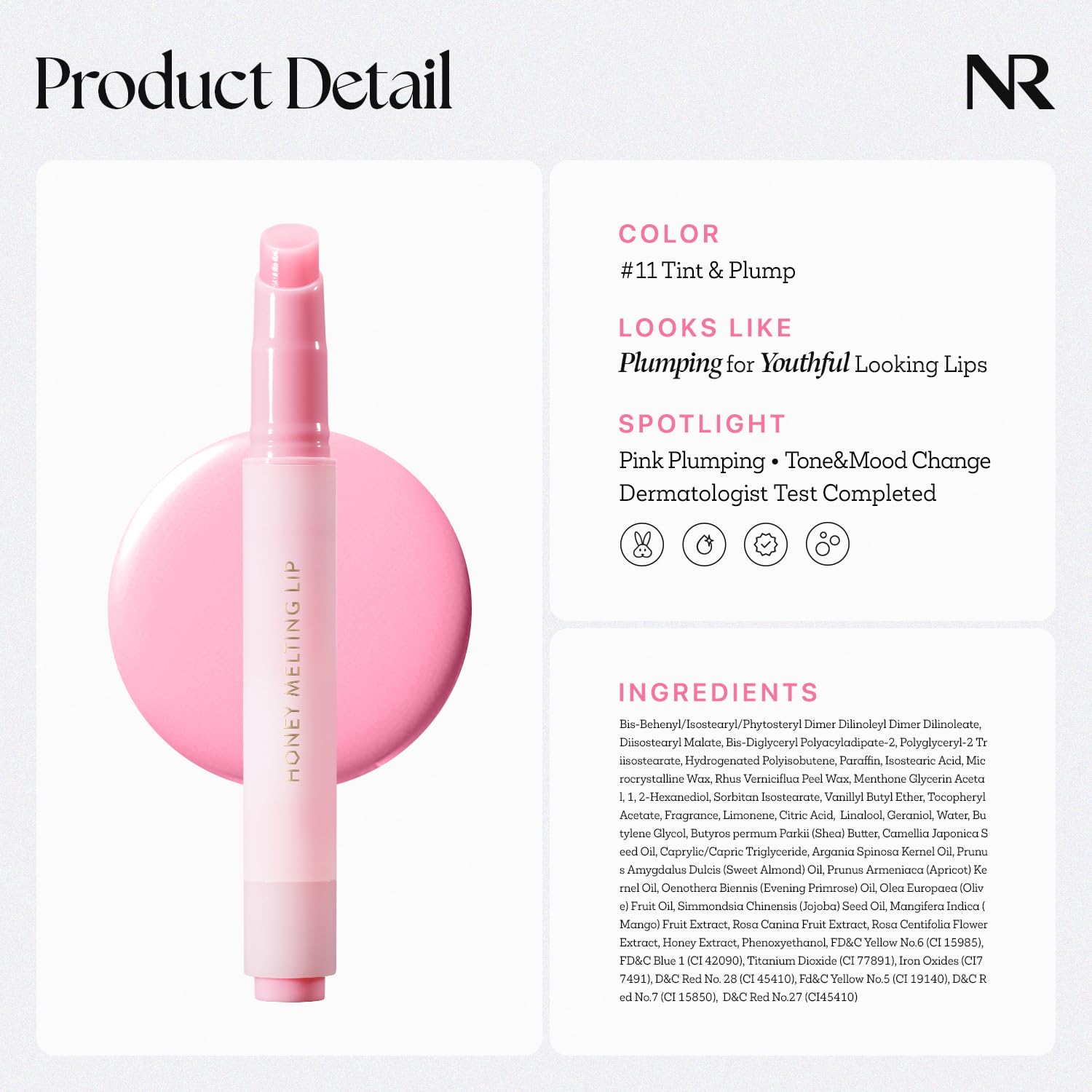 Nature Republic honey extract visual emphasizing nourishing ingredient for softer lips