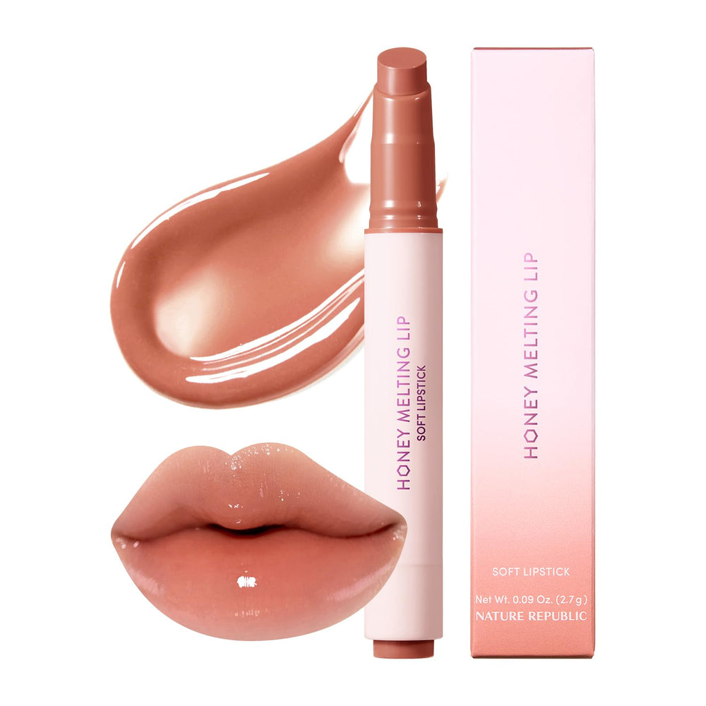 Nature Republic Honey Melting Lip front view showing slim glossy tube and shade label benefiting easy carry