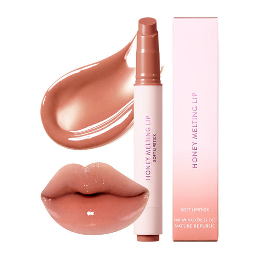 Nature Republic Honey Melting Lip front view showing slim glossy tube and shade label benefiting easy carry