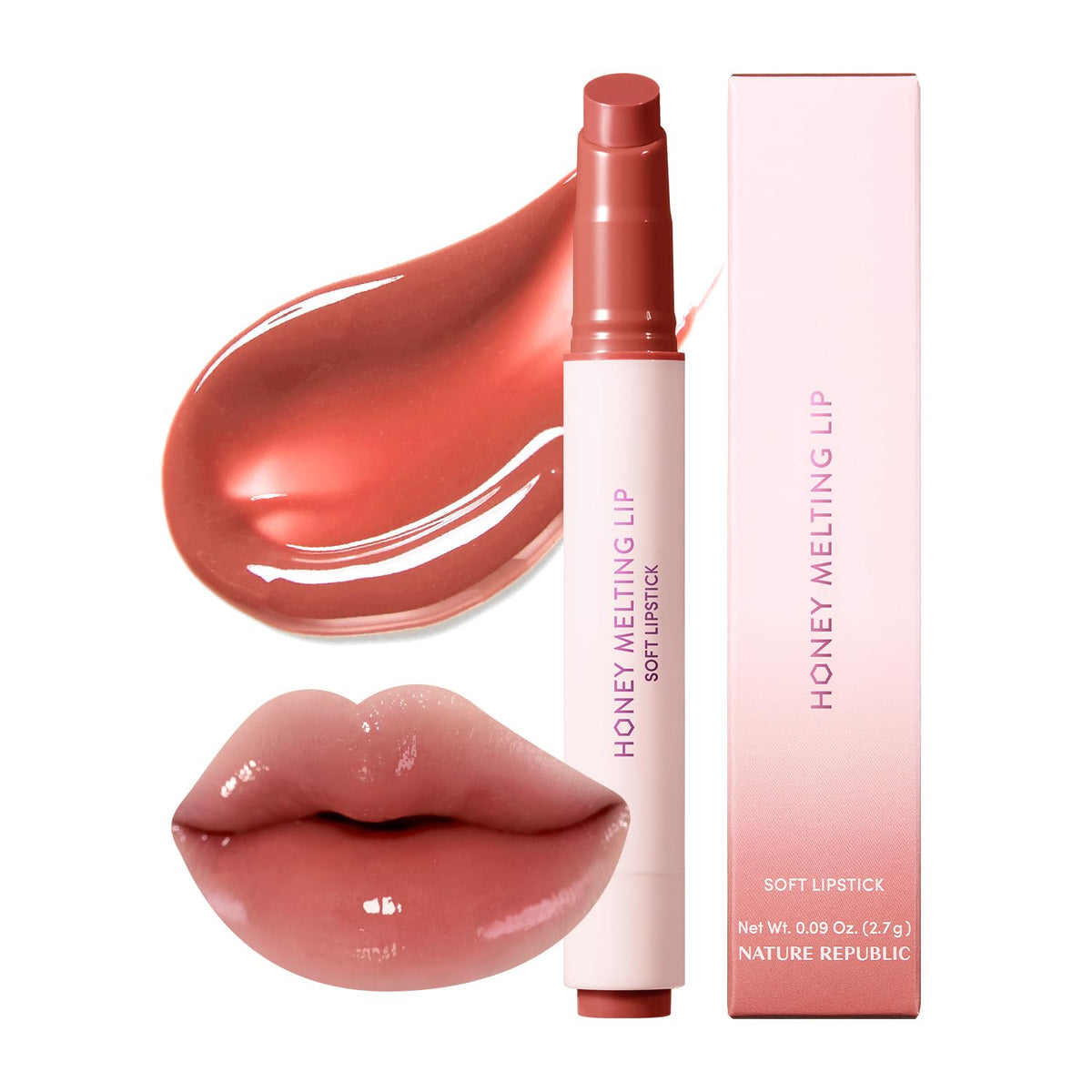 Nature Republic honey melting lip front packaging shows product and color