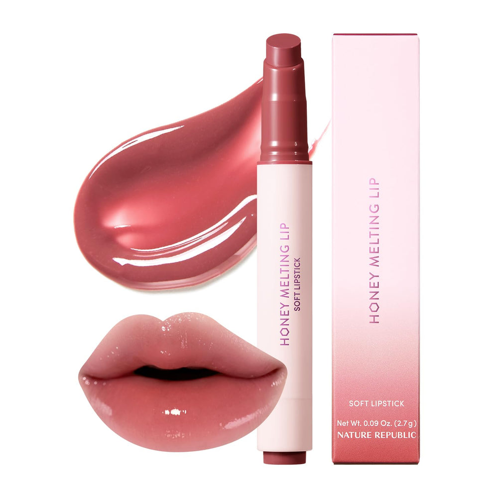 Nature Republic front view showing rose pink shade and easy twist for glossy tint