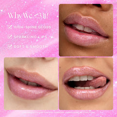 Nature Republic product applied on lips demonstrating glossy sparkle and hydrated look