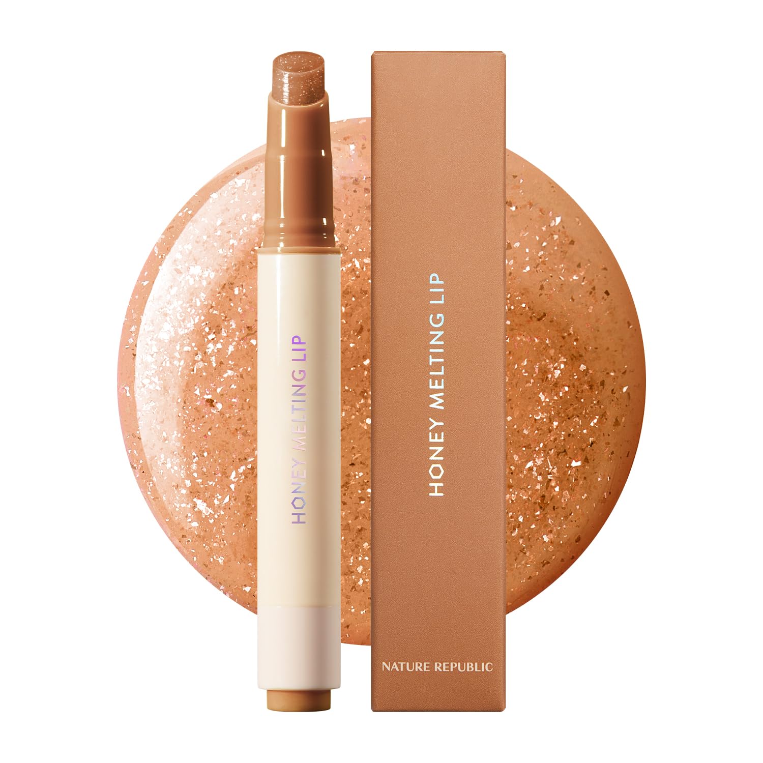 Nature Republic front packaging showing shade 14 Maple and glossy balm benefit