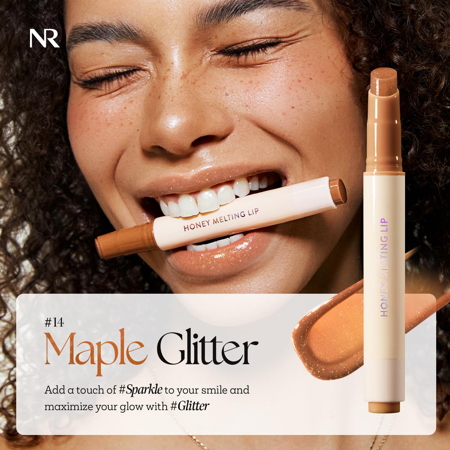Nature Republic honey-melting texture swirl highlighting nourishing, hydrating finish