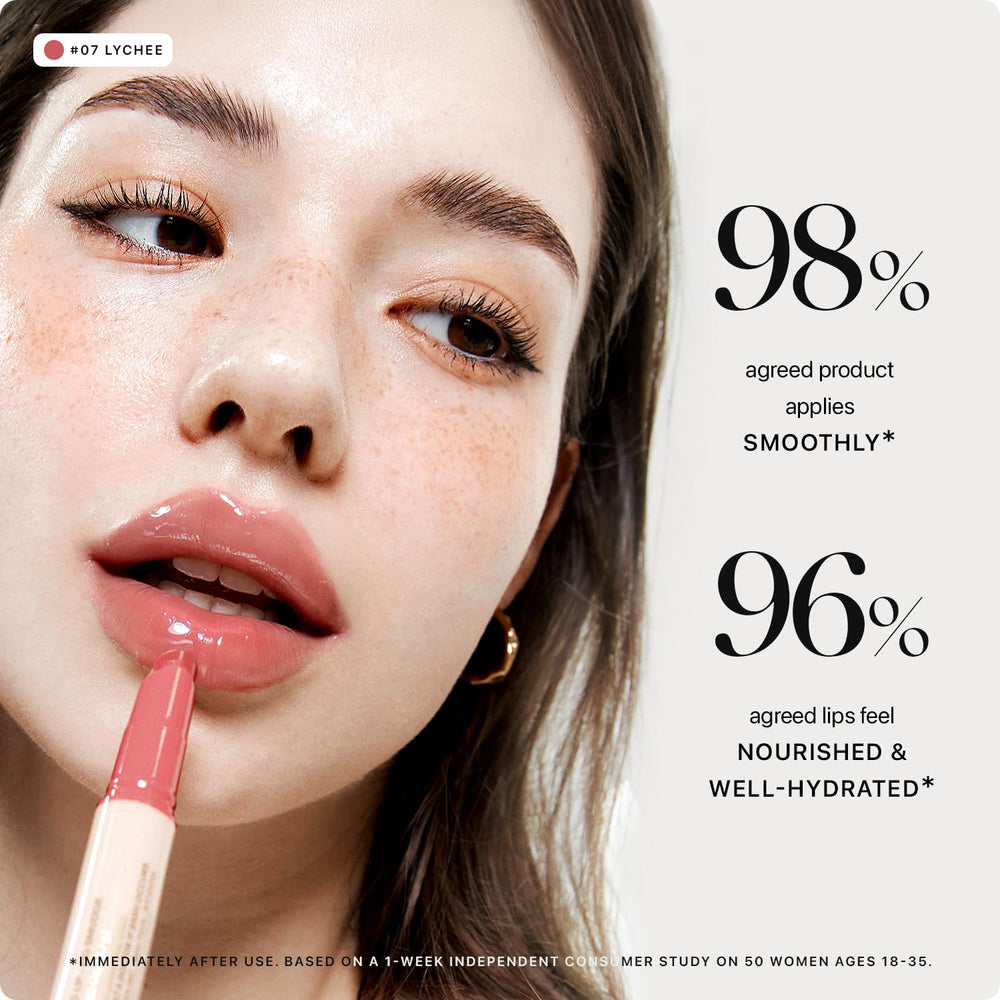 Nature Republic open stick of 07 Lychee showing glossy tip and soft balm texture