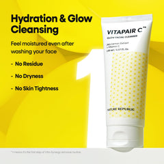 Nature Republic Vitapair C displayed in bathroom setting, suggests routine-friendly product