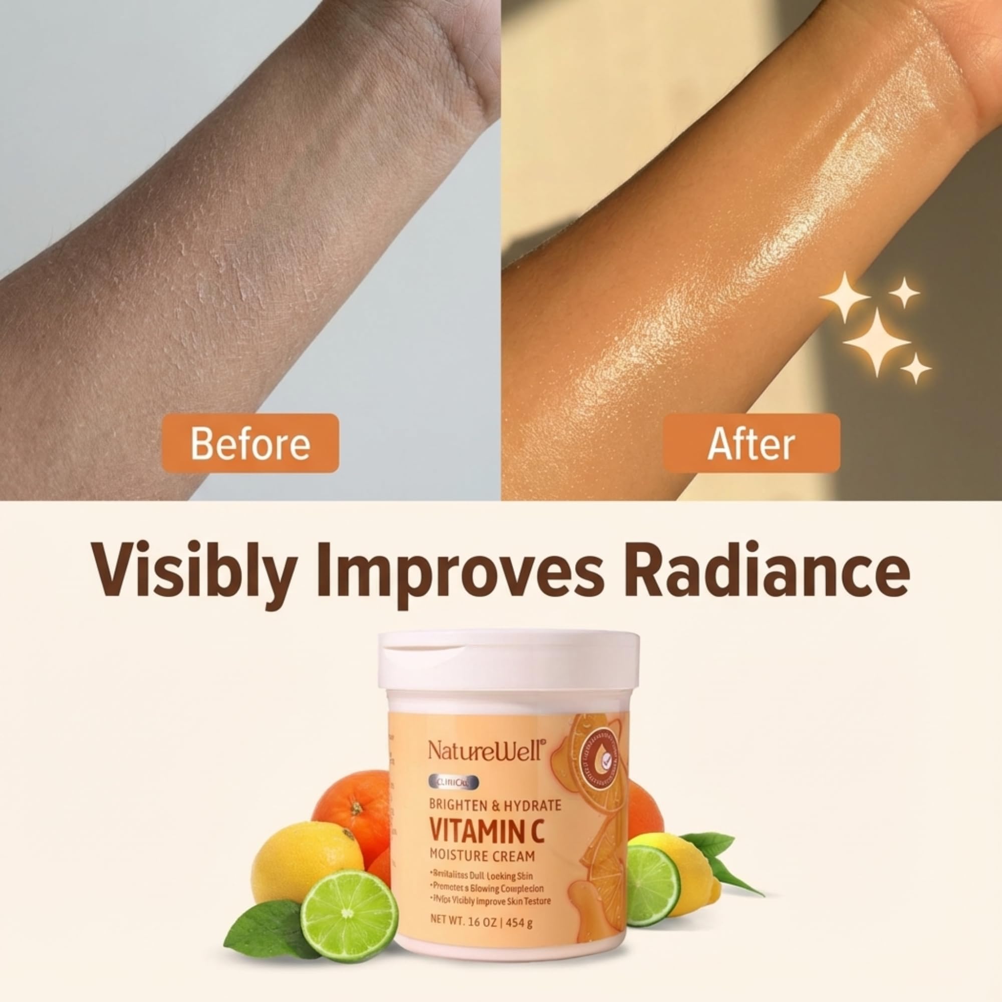 NATURE WELL applying cream to face demonstrating lightweight absorption