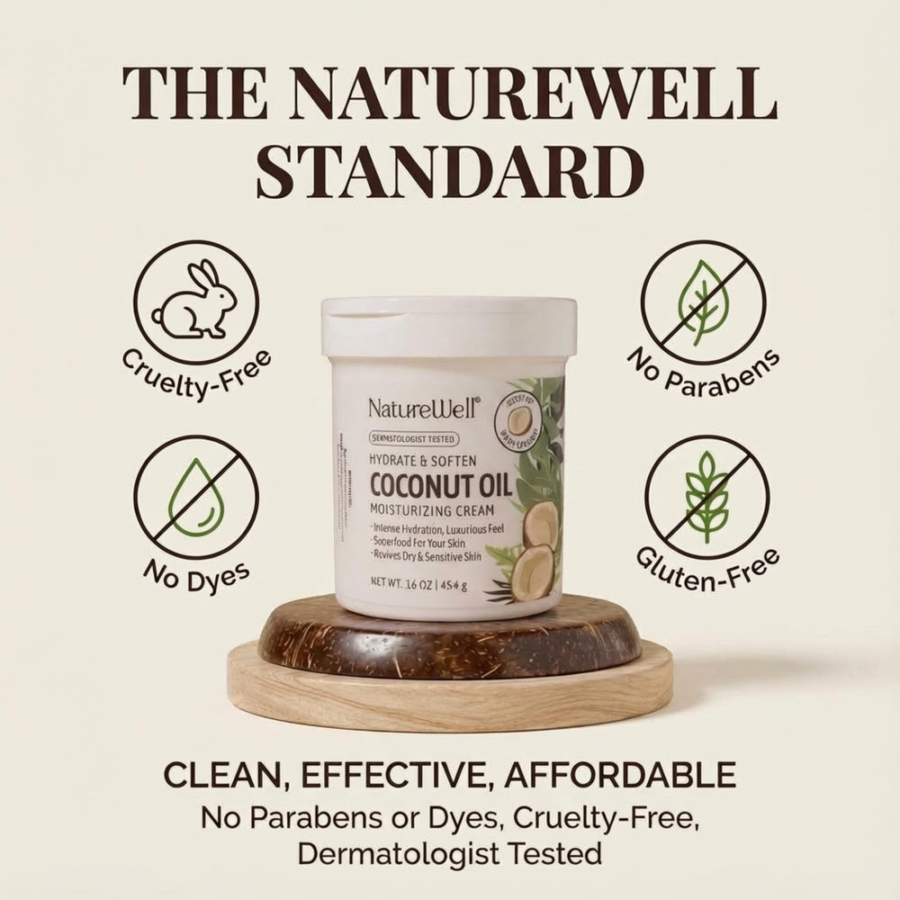 NATURE WELL jar on bathroom counter creating a spa-like routine benefit