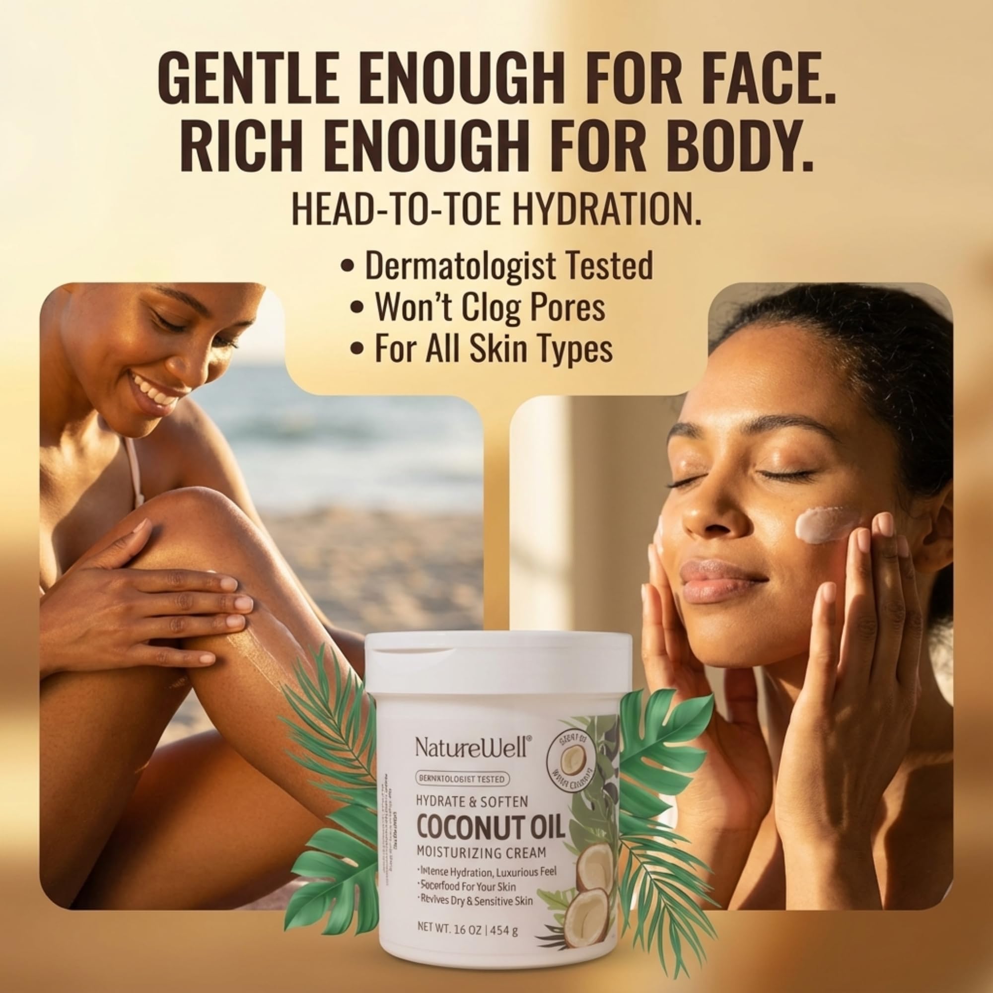 NATURE WELL applied to hands showing fast-absorbing, non-greasy finish
