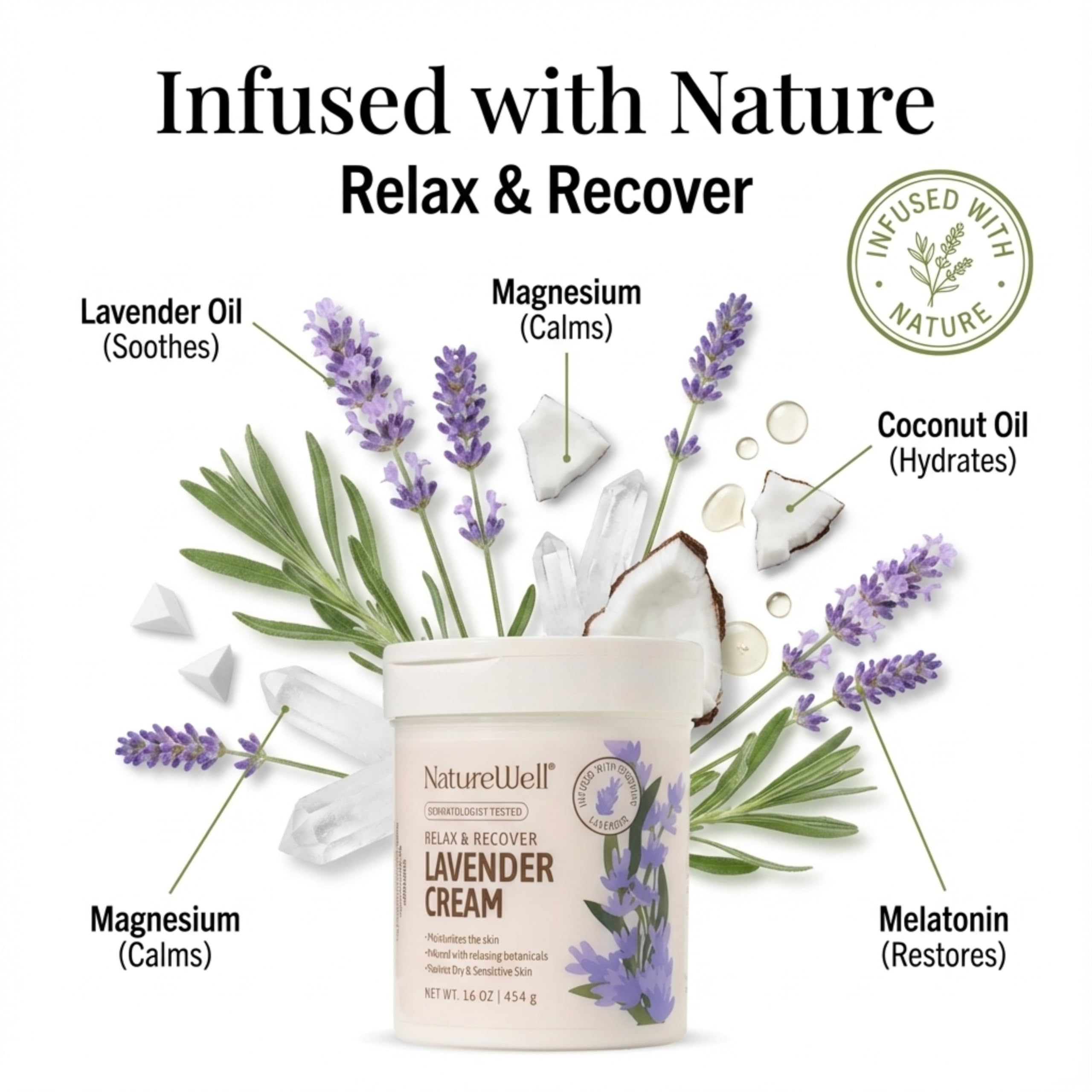 NATURE WELL cream texture close-up showing quick-absorbing hydration