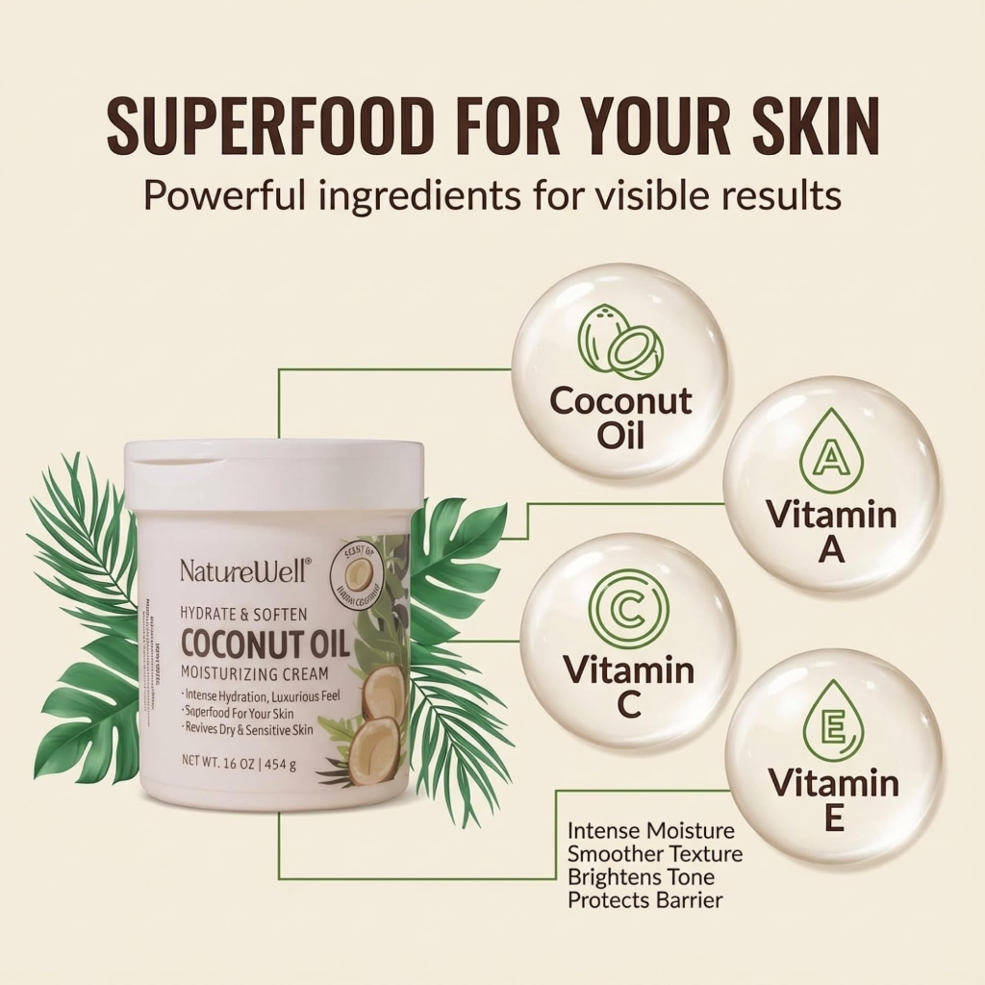 NATURE WELL open jar cream texture demonstrating smooth absorption benefit