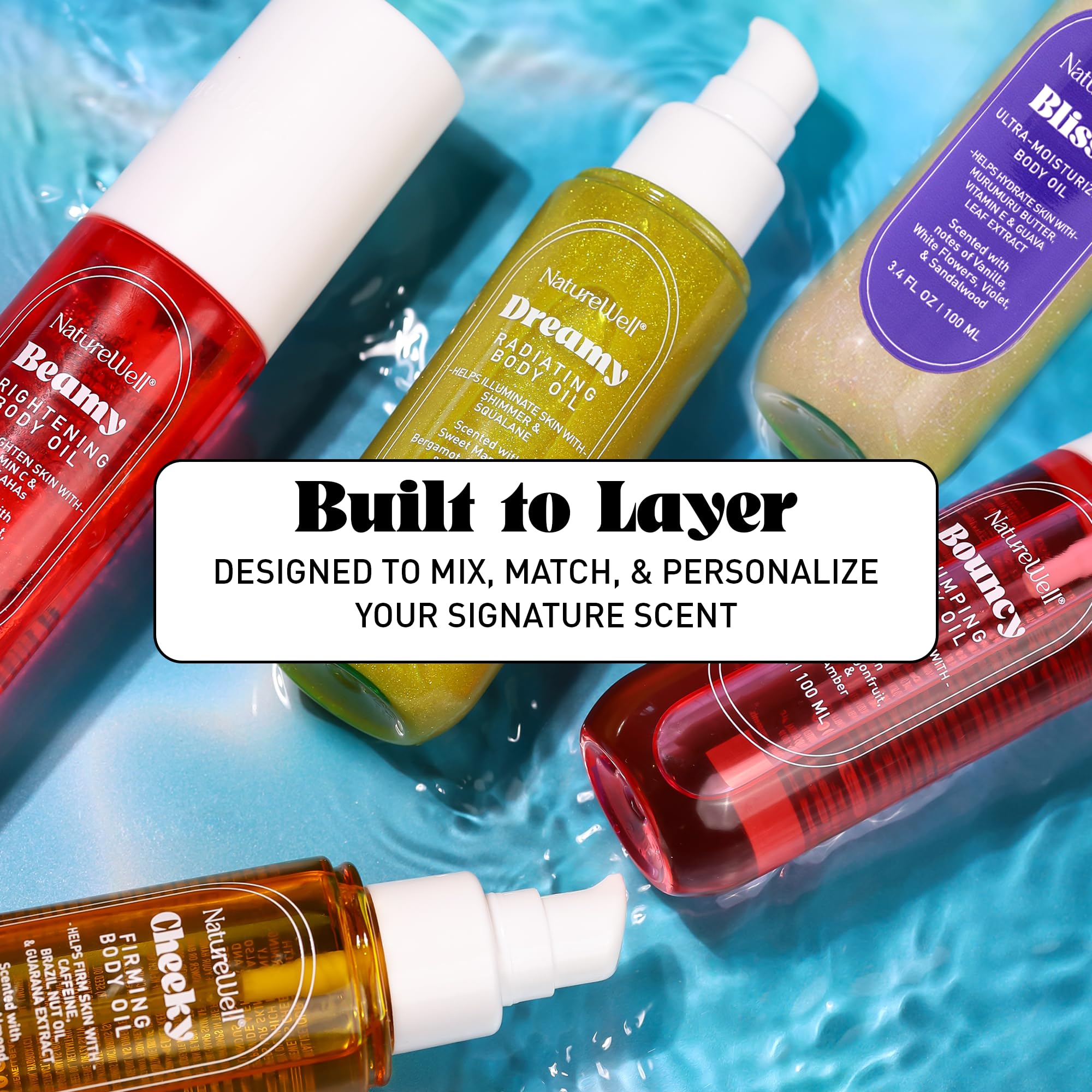 NATURE WELL oil spread on damp forearm to demonstrate quick dry-down