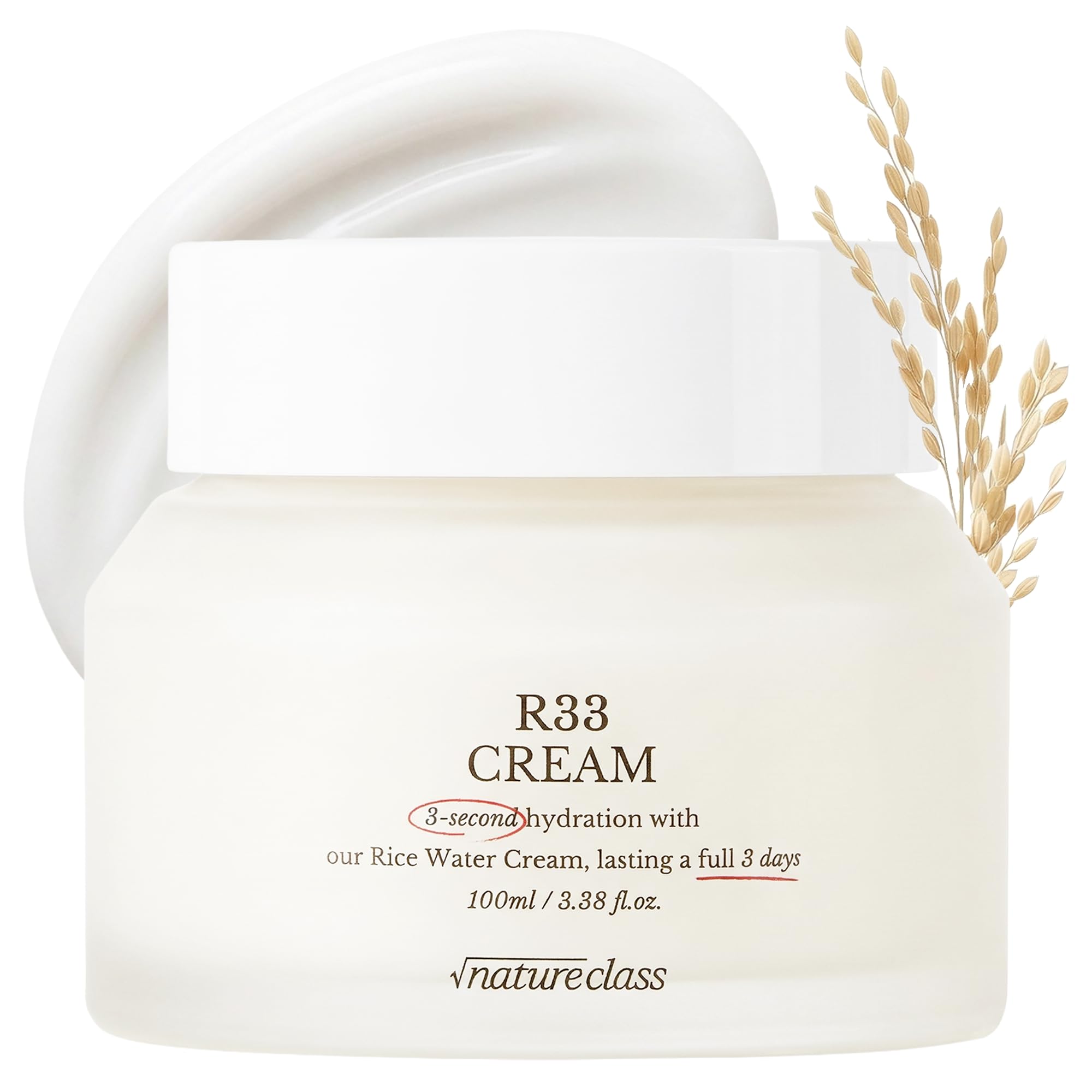 NATURECLASS front jar showing product and clean packaging benefits hydration
