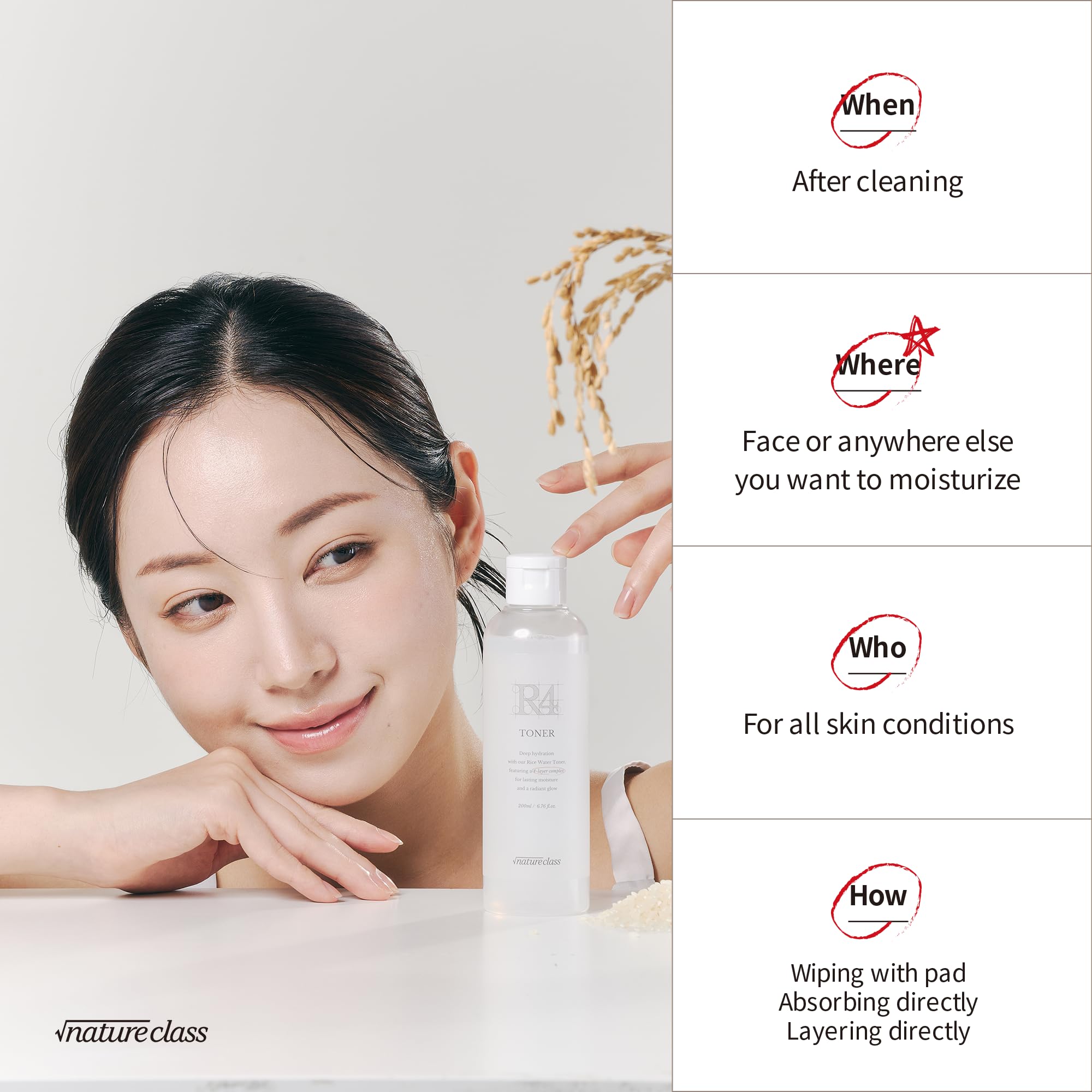 NATURECLASS rice ferment ingredients display communicating radiance support