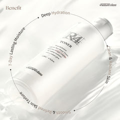 NATURECLASS pouring toner into hand to show quick-absorbing hydration