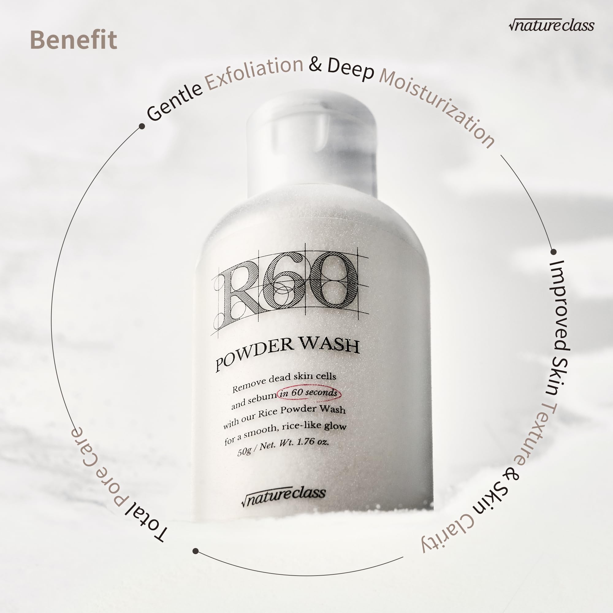 NATURECLASS foam in hand demonstrating light cushiony lather for gentle cleansing