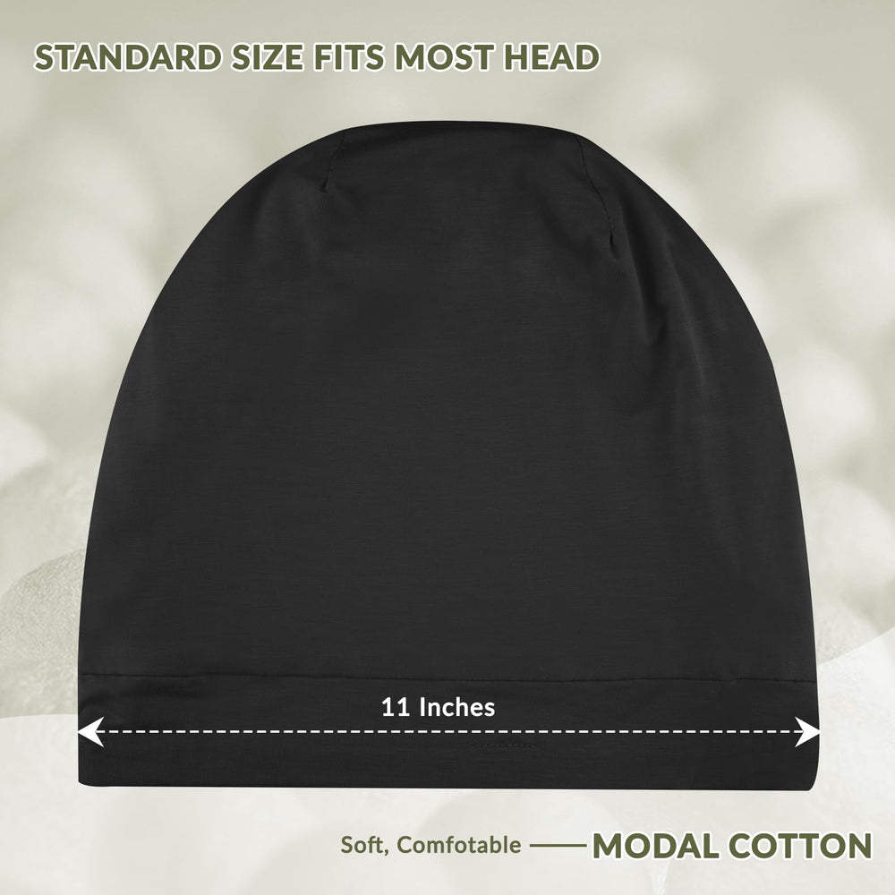 NatureKess model wearing beanie showing comfortable all-night coverage