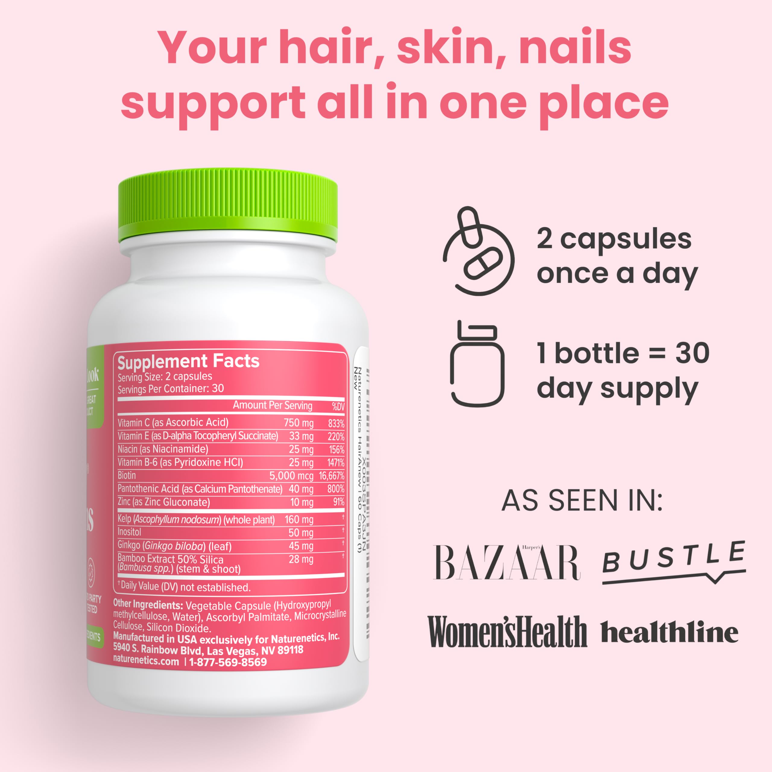 Naturenetics HairAnew quality badge highlighting third-party testing