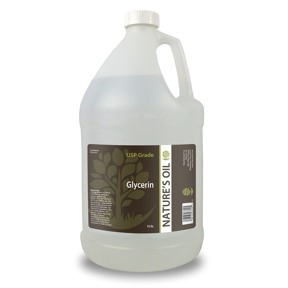 Nature's Oil front-facing gallon container showing clear label and benefit