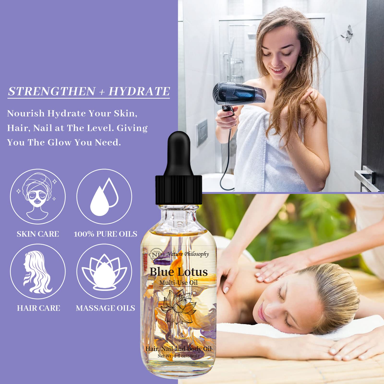 NP NATURES PHILOSOPHY oil massaged into cuticles to hydrate and soften nails