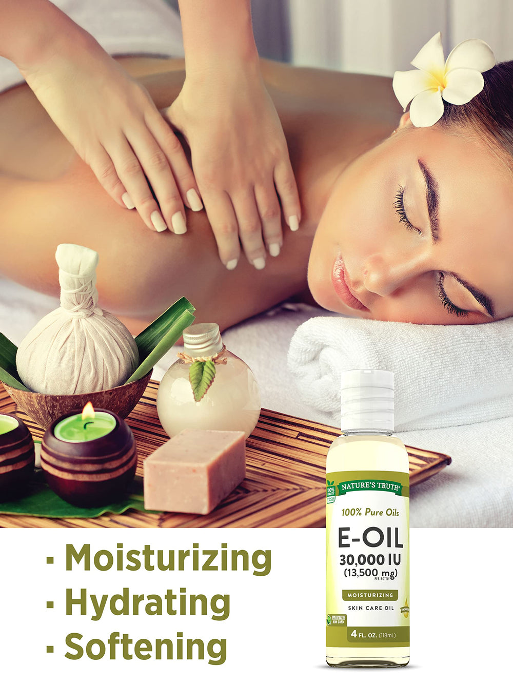 Nature's Truth oil texture on skin close-up showing smooth moisturizing finish