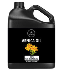 Naturevibe Botanicals front packaging of 32 oz arnica oil showing product name and size, clear single-ingredient benefit