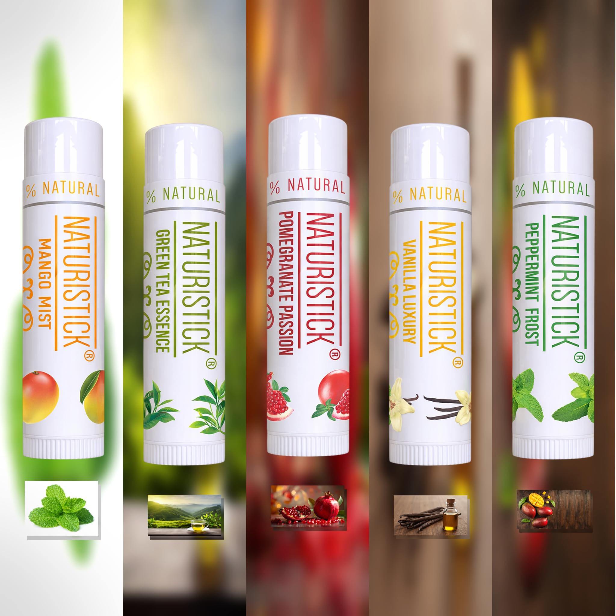 Naturistick peppermint lip balm stick close-up displaying smooth application and cooling effect