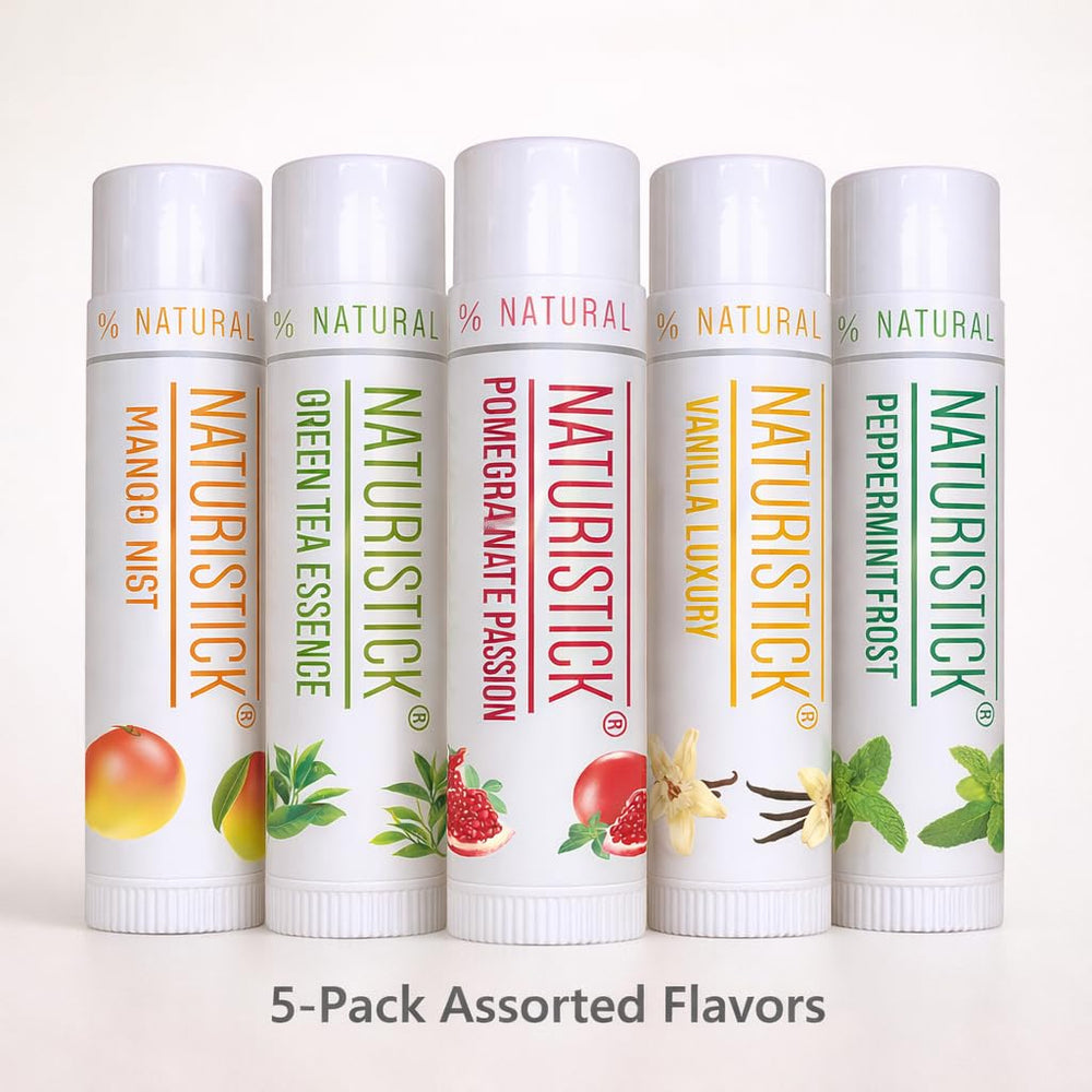 Naturistick balm texture swiped on lips showing non-sticky hydration and natural sheen