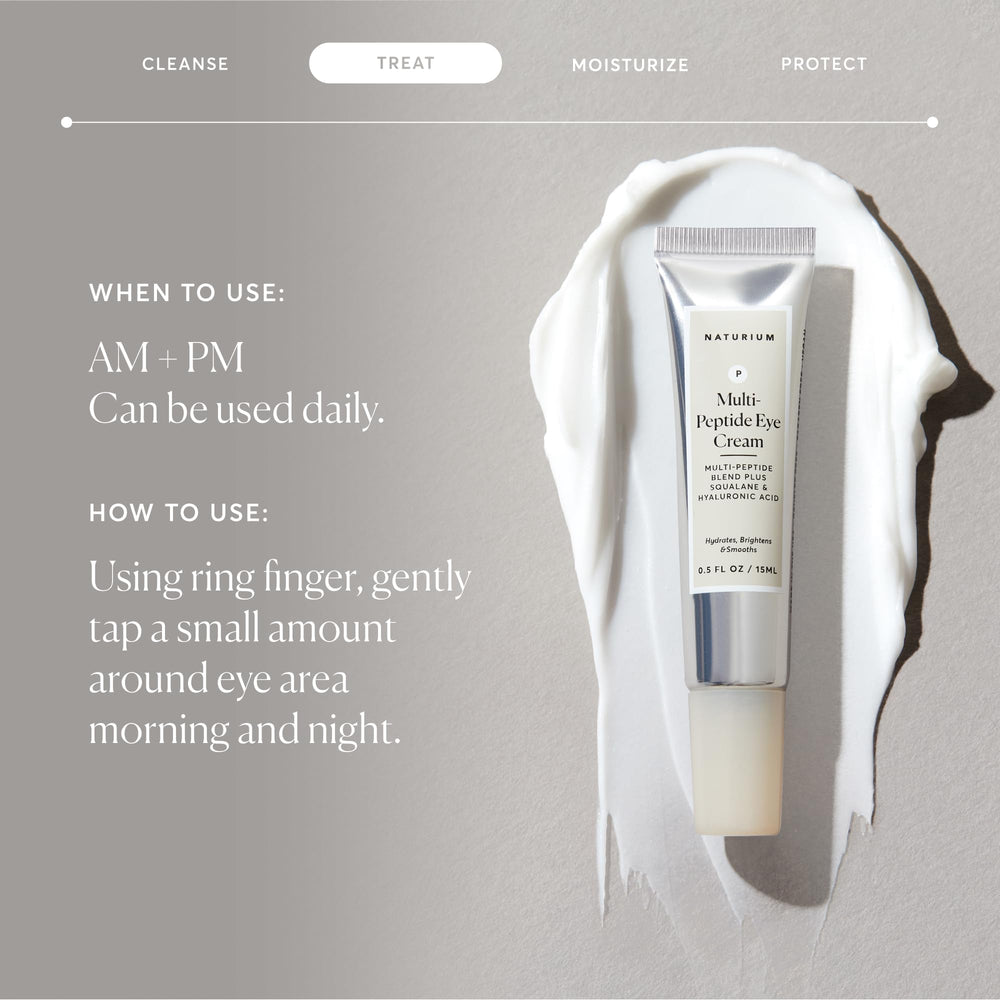 Naturium eye cream dispensing from tube illustrating controlled application benefit