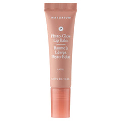 Naturium Phyto-Glow lip balm front view showing latte tint and compact case for everyday shine
