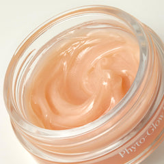 Close-up of Naturium Phyto-Glow label displaying ingredient highlights and product clarity benefit