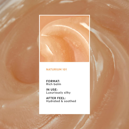 Open jar texture close-up of Naturium Phyto-Glow lip mask showing creamy balm for softening lips