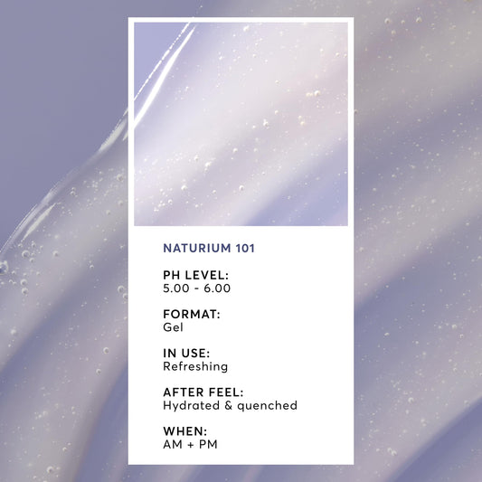 Naturium pump and ingredient label detail highlighting multi-weight hyaluronic formula benefit