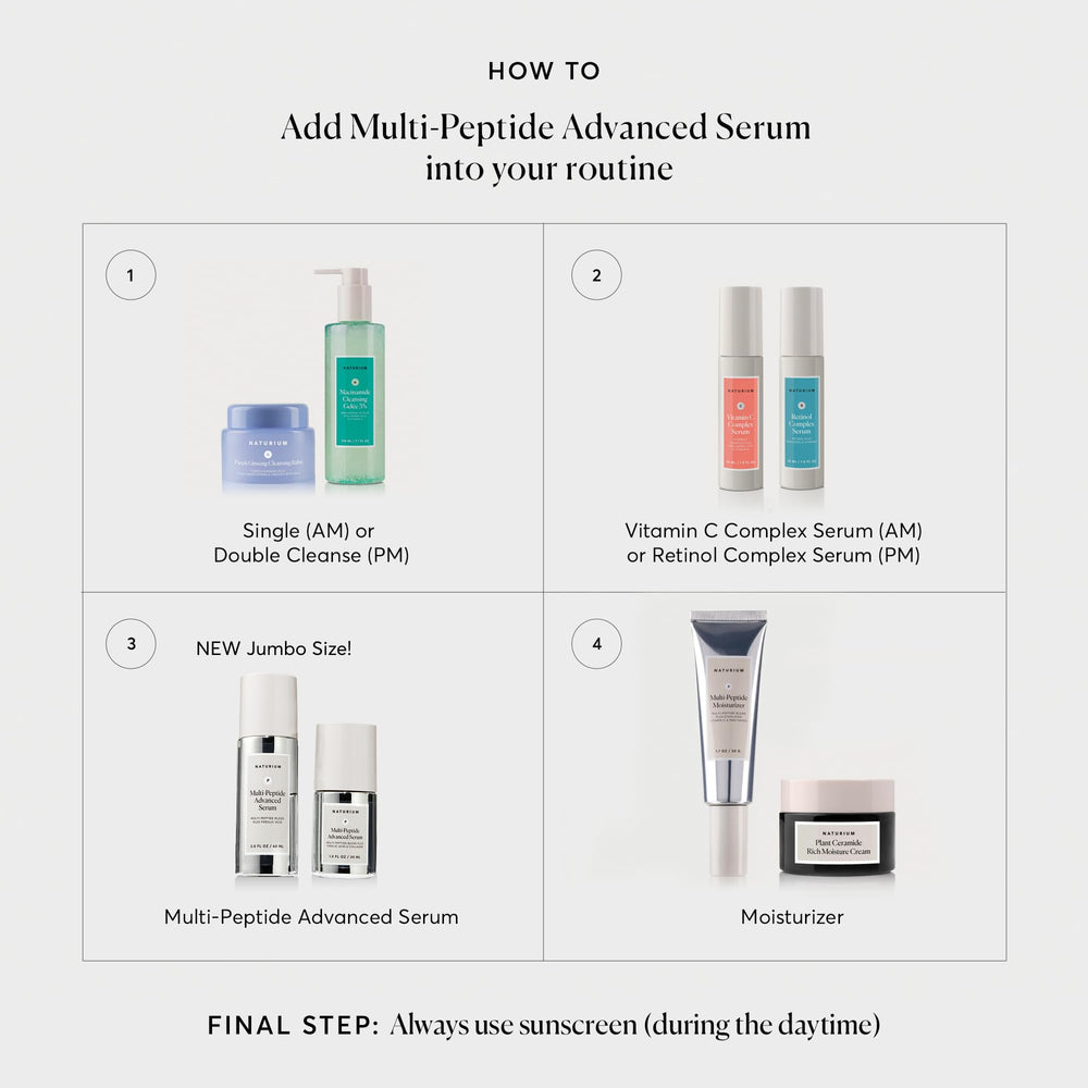 Naturium serum on bathroom shelf suggesting daily routine benefit