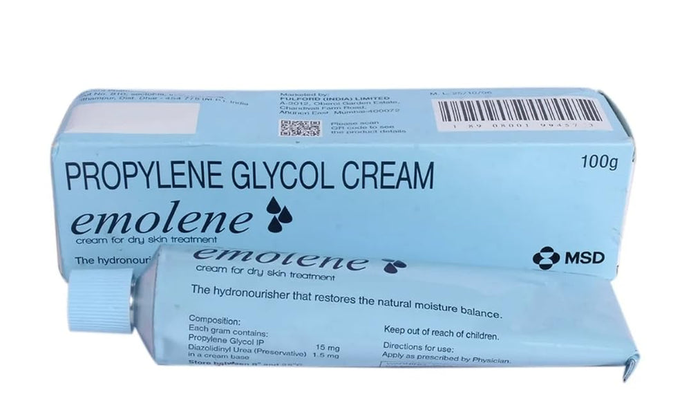 Naturix Emolene tube next to coin for scale showing 100gm size and travel-friendly convenience