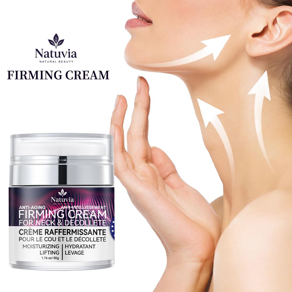 Natuvia cream being applied to neck for lifting effect