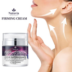 Natuvia cream being applied to neck for lifting effect