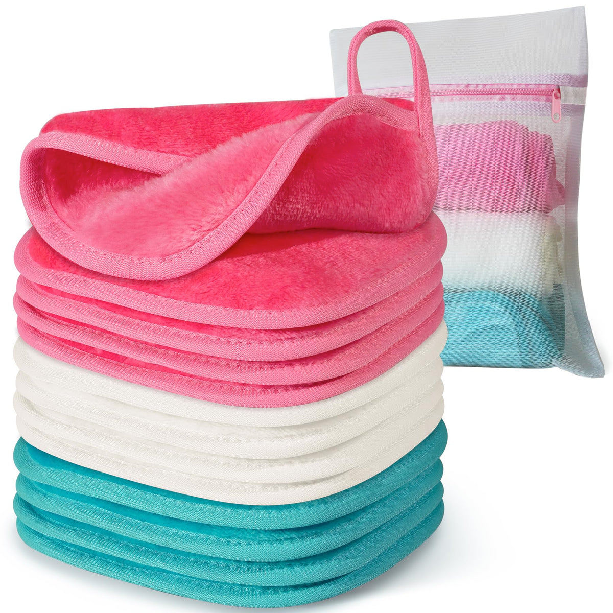 Natwag front view of stacked cloths showing compact packaging and colors