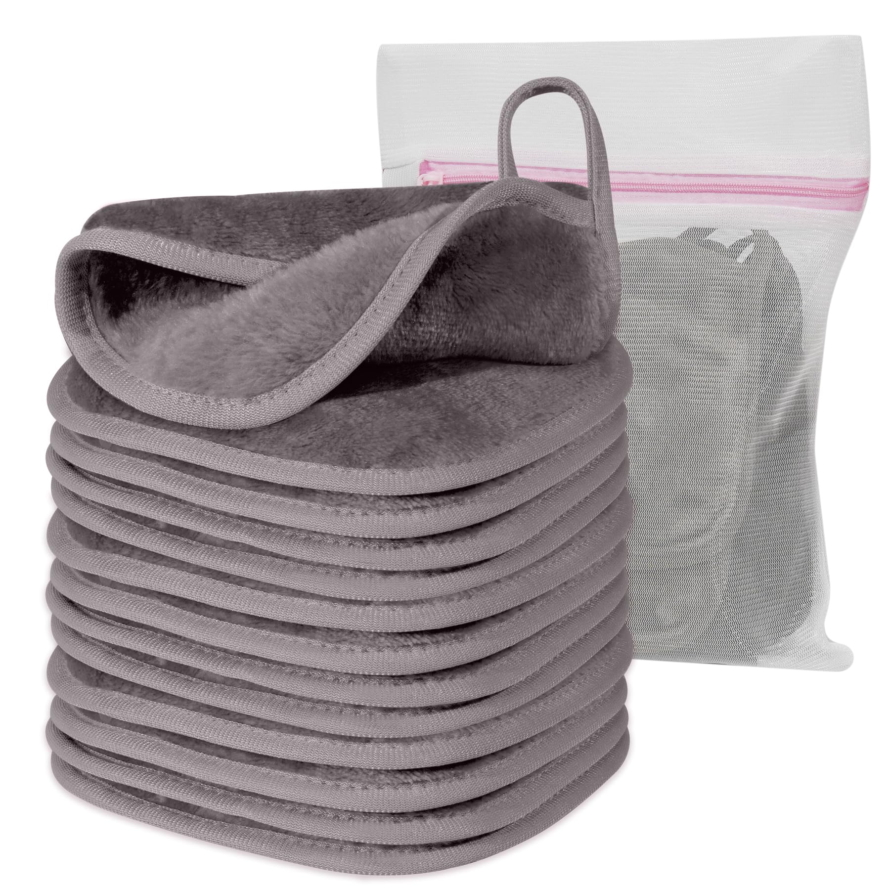 Natwag front pack of twelve cool grey cloths showing contents and compact size benefit