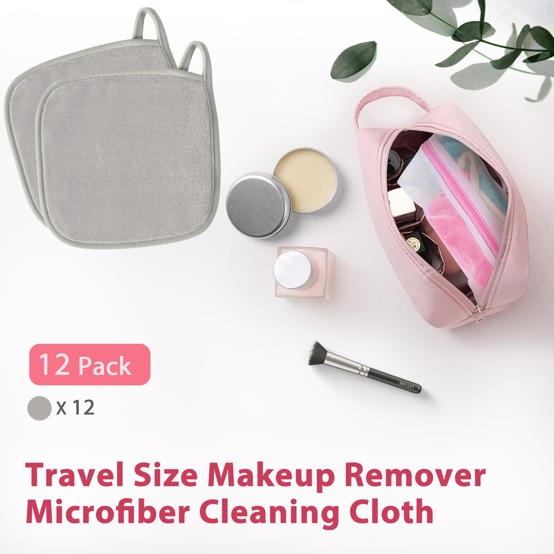 Natwag travel setup with cloths in toiletry bag for waste-free travel