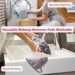 Natwag cloths in a travel pouch on a vanity showing portability and convenient cleansing benefit