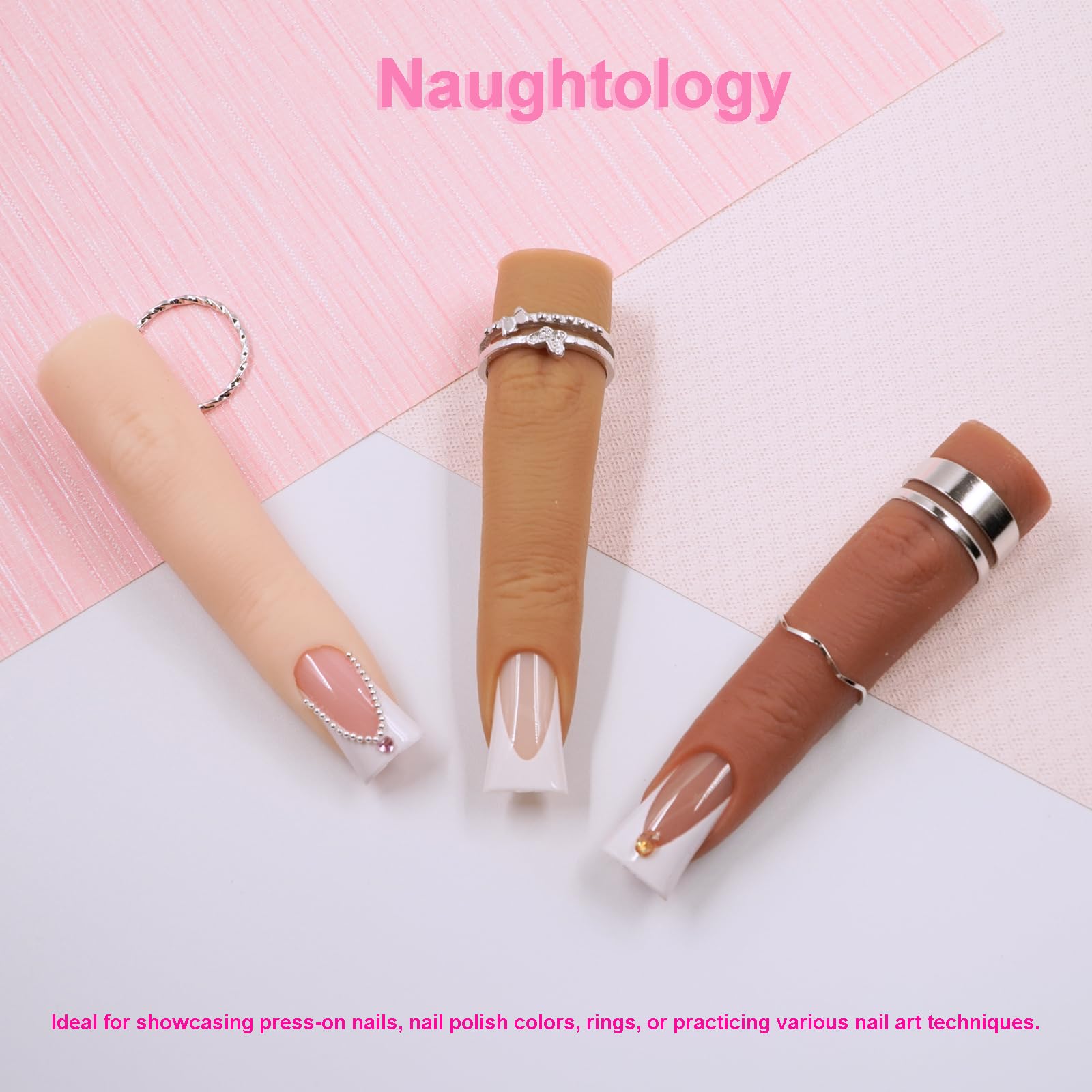 Naughtology finger in use with nail art tools illustrating practical training benefit