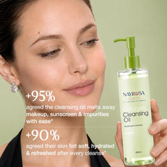 NAYROSA oil transforming to a milky emulsion with water for easy rinsing