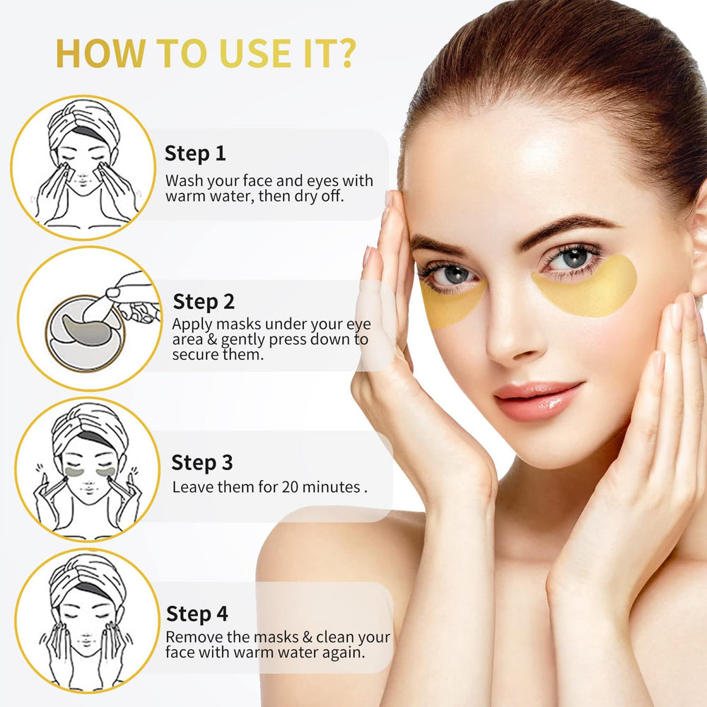 NAZANO open pack revealing multiple gold eye masks for convenient daily use