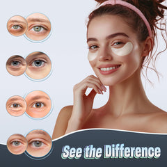 NAZANO patch applied under eye on model demonstrating soothing effect