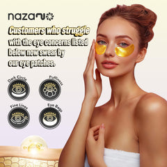 NAZANO close-up of single hydrogel patch showing smooth gold-infused texture