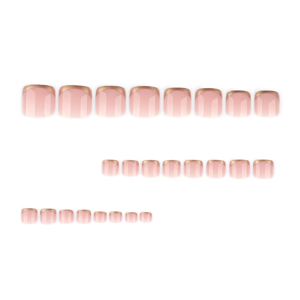 NBNTGH close-up of gold French tip highlighting glossy professional finish