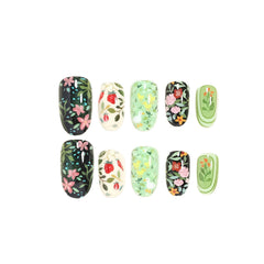 NBNTGH close-up of oil painting floral detail for expressive manicure